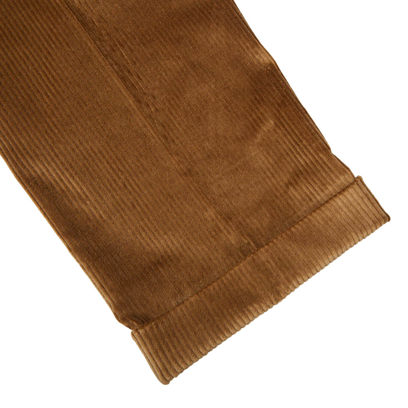 Berwich Light Brown Cotton Corduroy Flat Front Trousers Cuff