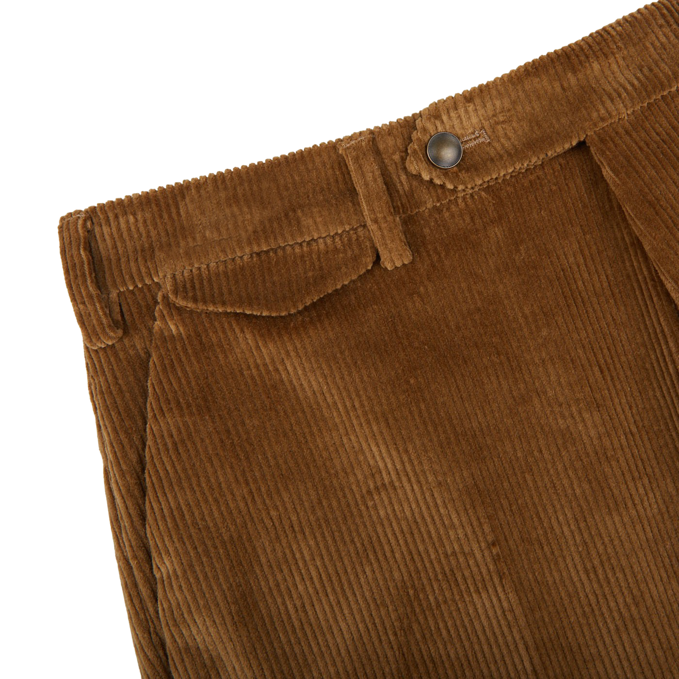 Berwich Light Brown Cotton Corduroy Flat Front Trousers Edge