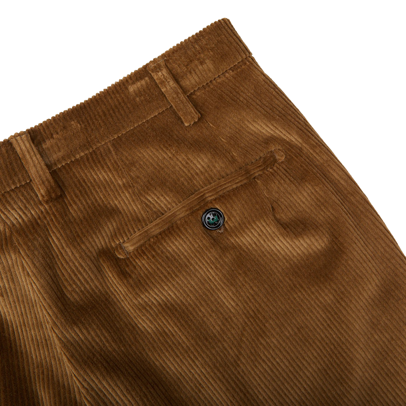 Berwich Light Brown Cotton Corduroy Flat Front Trousers Pocket