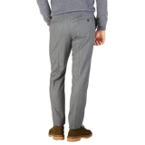 Berwich Medium Grey Wool Flannel Flat Front Trousers Back