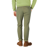 Berwich Military Green Cotton Stretch Chinos Back