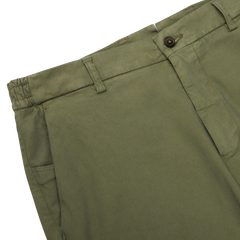 Berwich Military Green Cotton Stretch Chinos Edge