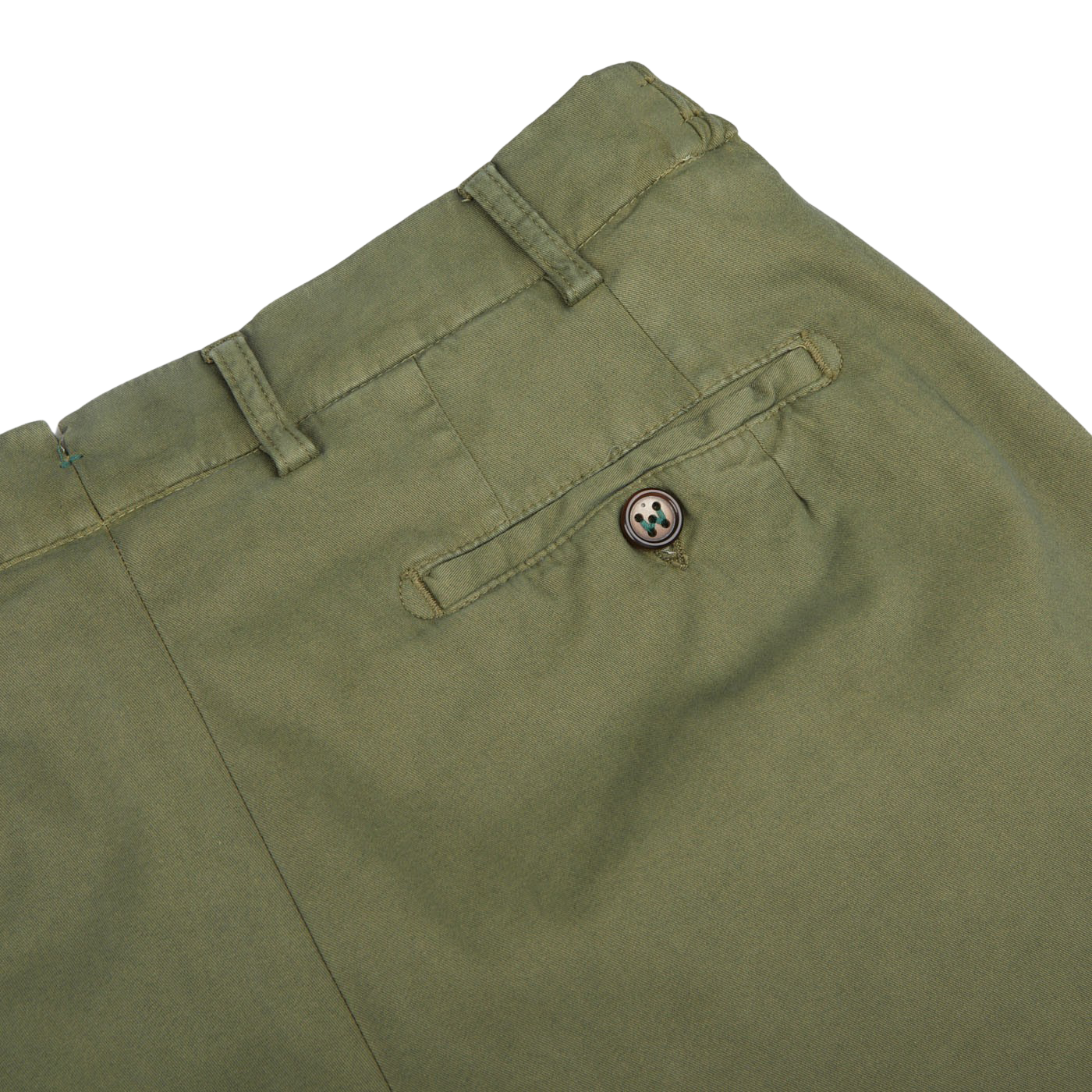 Berwich Military Green Cotton Stretch Chinos Pocket