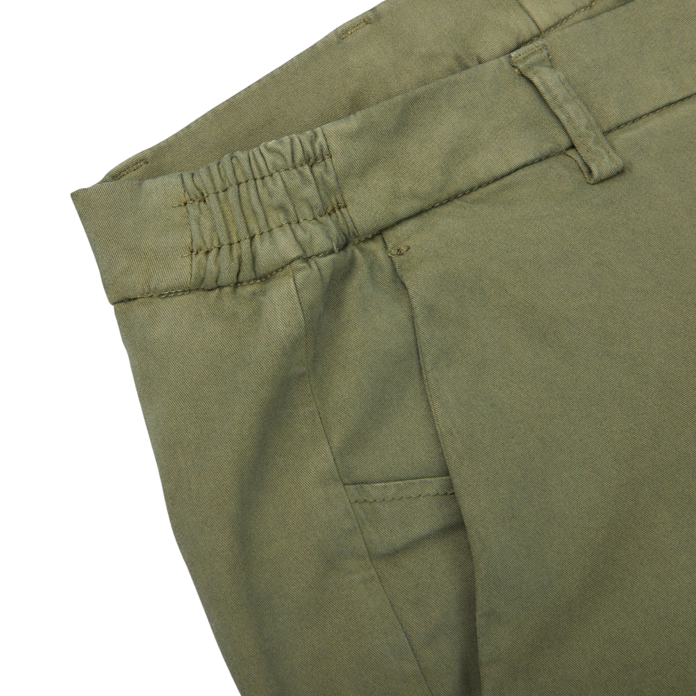 Berwich Military Green Cotton Stretch Chinos Side