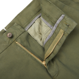Berwich Military Green Cotton Stretch Chinos Zipper