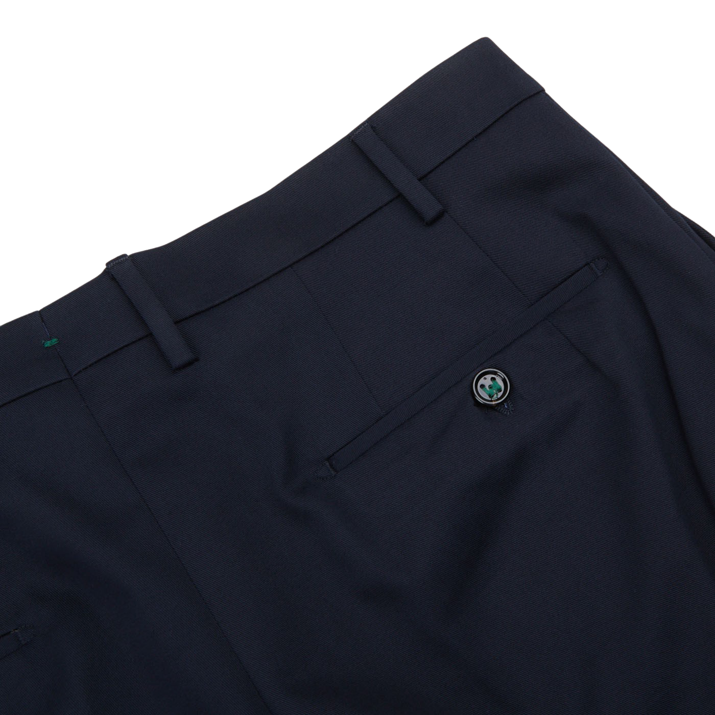 Berwich Navy Blue Cotton Flat Front Trousers Pocket
