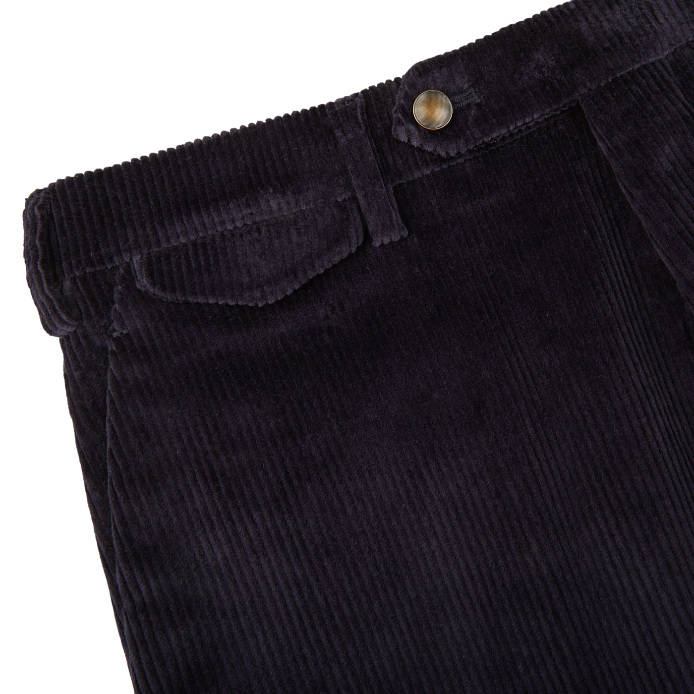Berwich Navy Cotton Corduroy Flat Front Trousers Edge