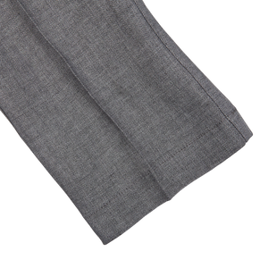 A close up image of Berwich's Grey Linen Herringbone Drawstring Trousers.