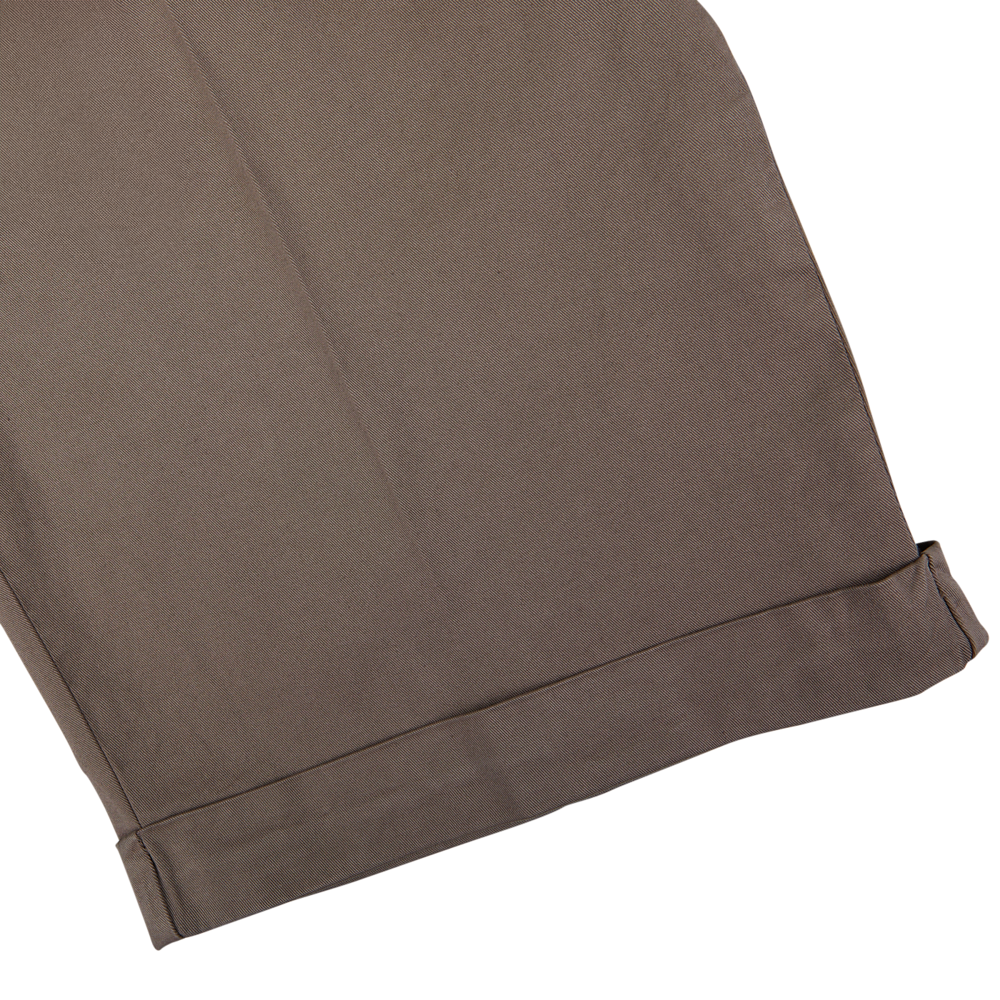 A close-up of a Light Brown Berwich cotton blend pleated shorts leg with a neatly pressed crease and cuff.