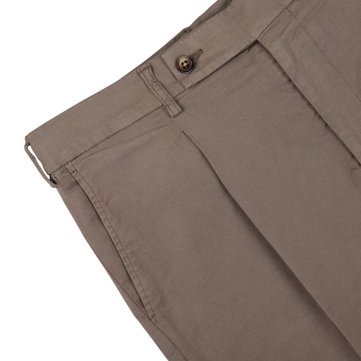 Berwich Light Brown Cotton Blend Pleated Shorts with a buttoned waistband and creases on a white background.