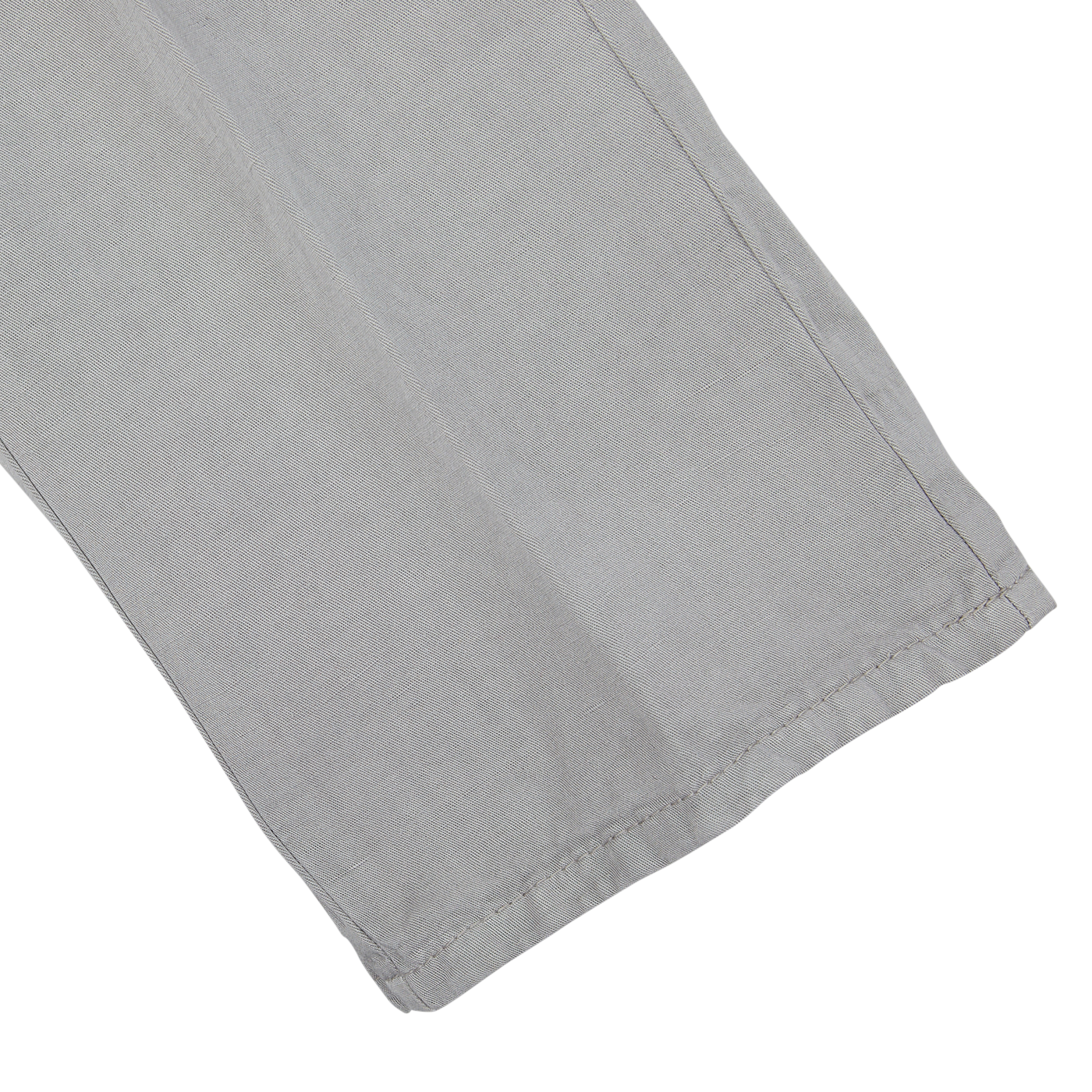 A pair of Berwich Light Grey Linen Blend Flat Front Trousers on a white surface.