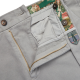 Slim fit Light Grey Cotton Moleskin Chinos by Berwich with a side pocket.