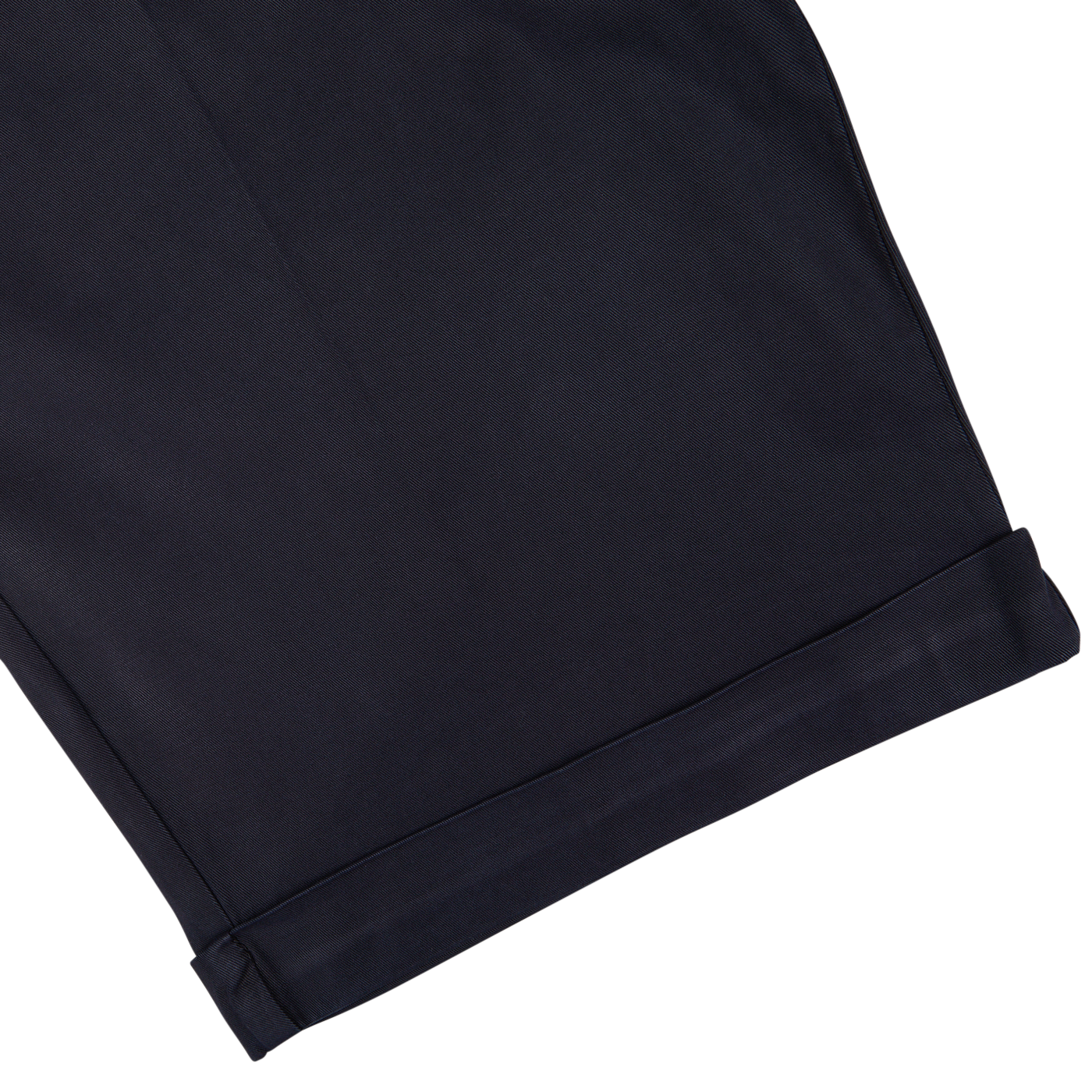 Navy Blue Cotton Blend Pleated Bermuda shorts by Berwich with a visible hem on a white background.