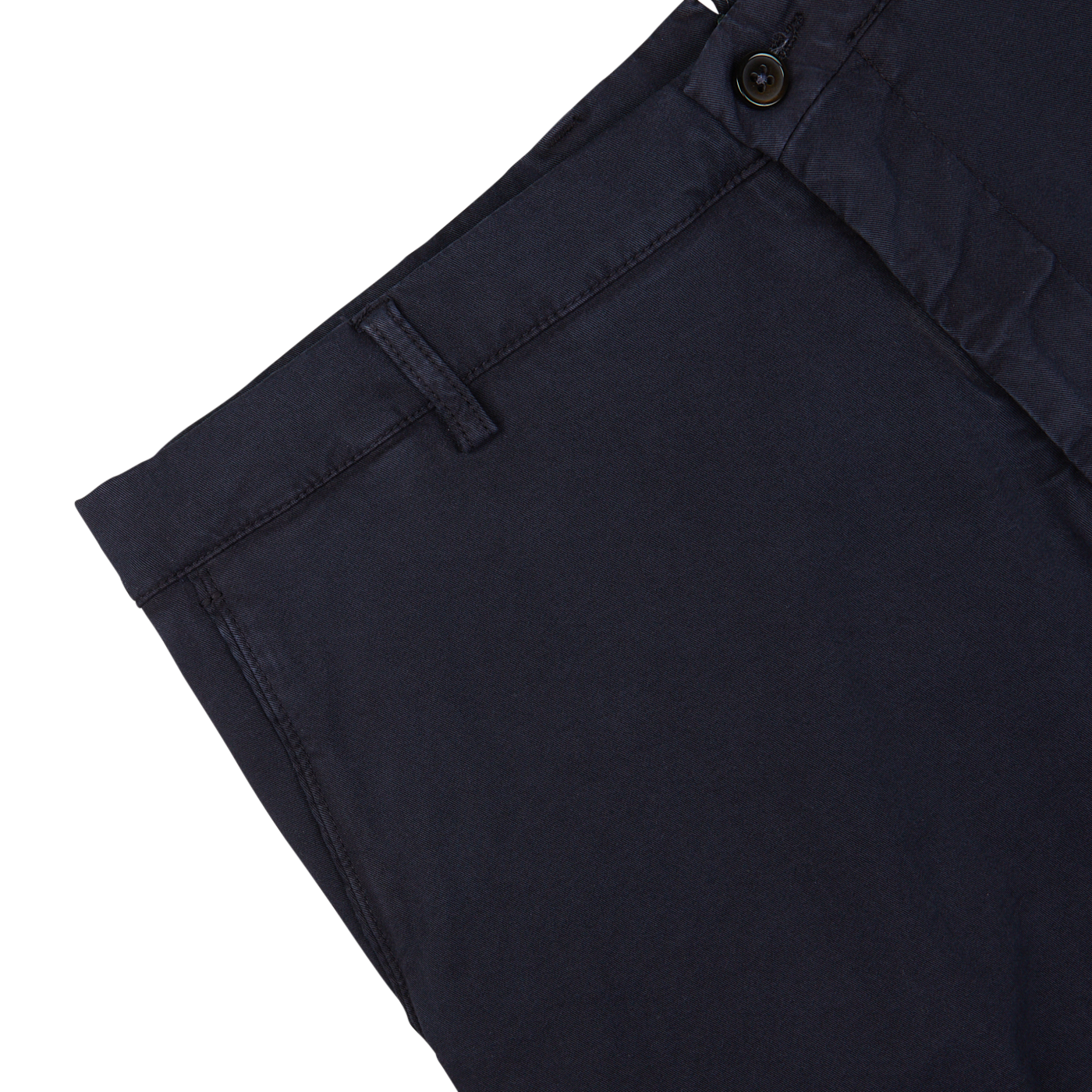 Part of a Berwich navy blue cotton stretch Bermuda shorts with a button closure and belt loop detail.
