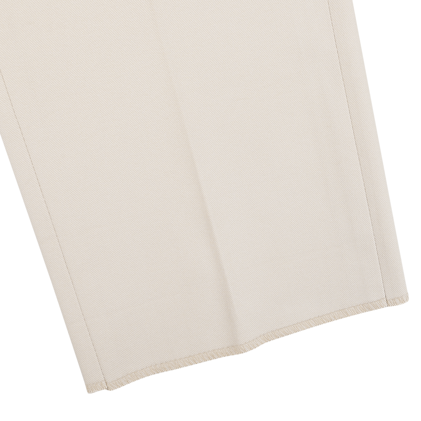 Sand beige cotton twill with a subtle herringbone pattern and fringed edges, evoking the classic style of Berwich's Sand Beige Cotton Twill Flat Front Trousers.