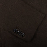 A close up of a Boglioli Brown Herringbone Wool K Jacket with unstructured craftsmanship.