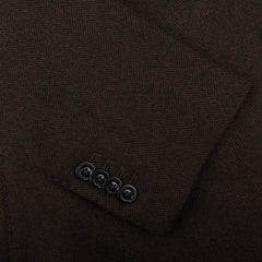 A close up of a Boglioli Brown Herringbone Wool K Jacket with unstructured craftsmanship.