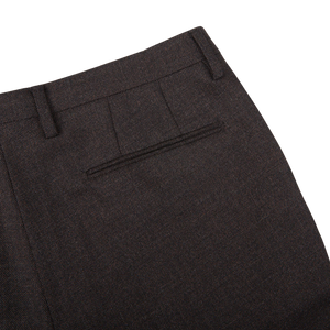 A close up of a Brown Melange Wool Hopsack K Suit pants by Boglioli.