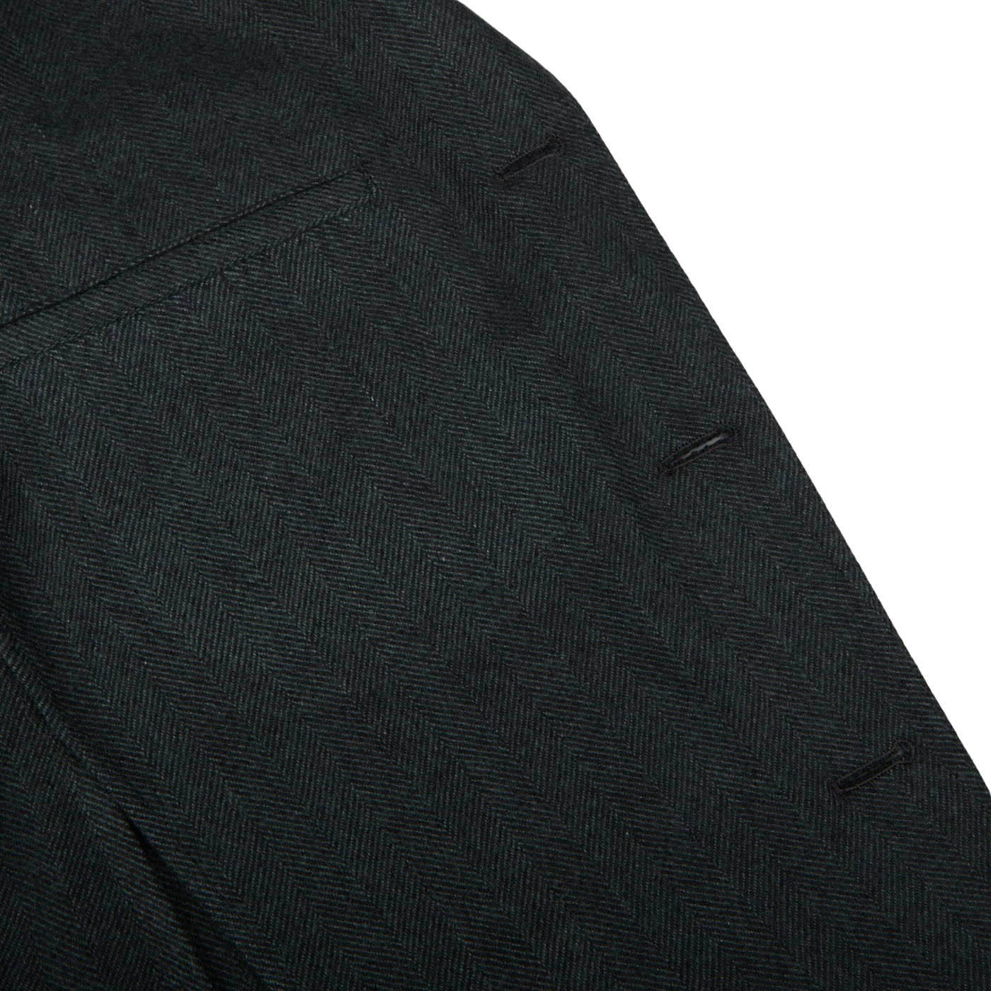 A close up of a Green Herringbone Wool K Jacket made by Boglioli.