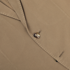 Close-up of the Khaki Beige Heavy Cotton Twill Suit by Boglioli, featuring button detail and crafted from durable cotton twill.