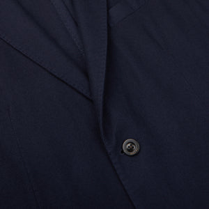 A close up of a Boglioli Navy Blue Brushed Wool K Jacket suit jacket with regular fit.