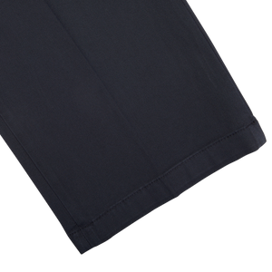 Navy blue regular fit Boglioli trousers with folded hem on a white background.