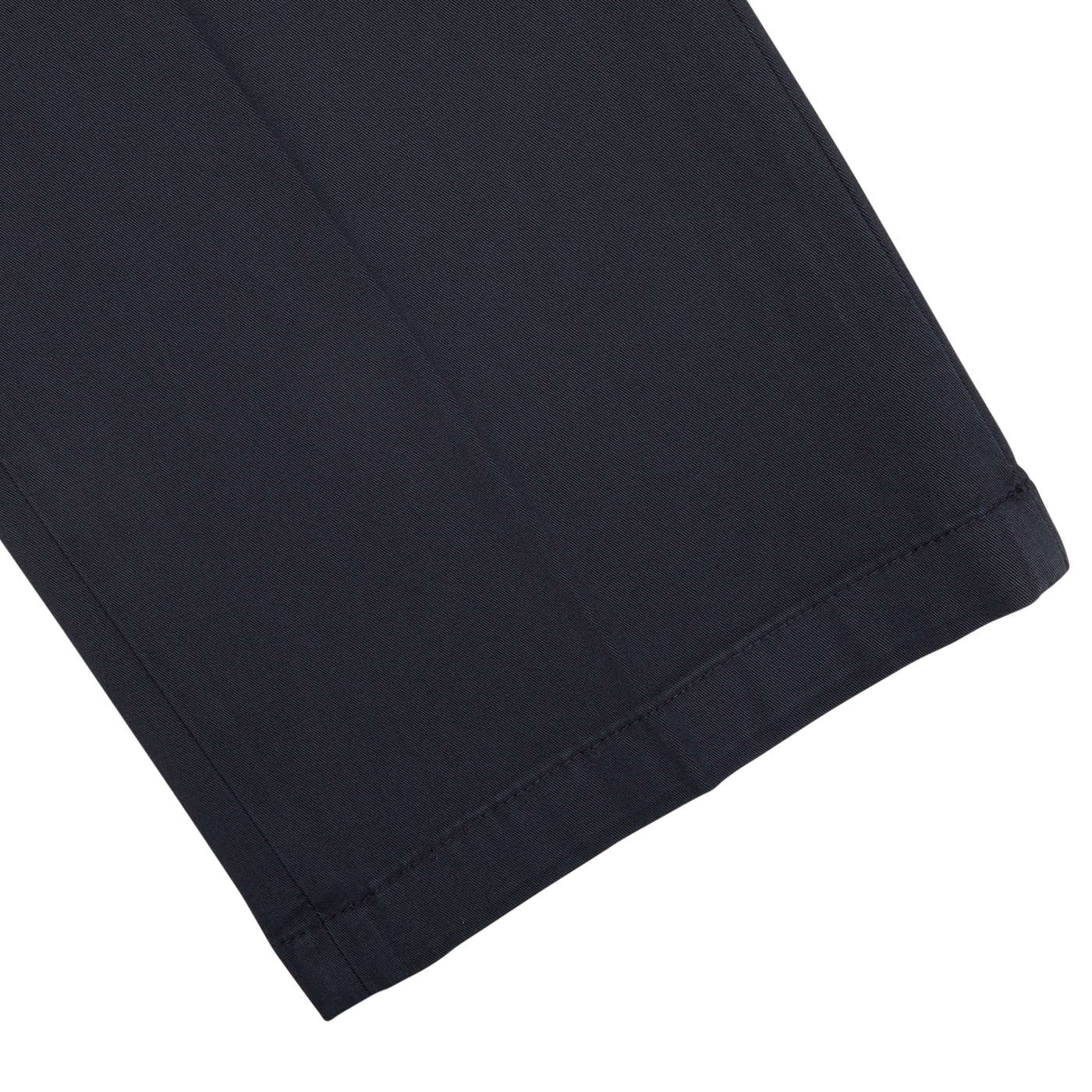 Navy blue regular fit Boglioli trousers with folded hem on a white background.