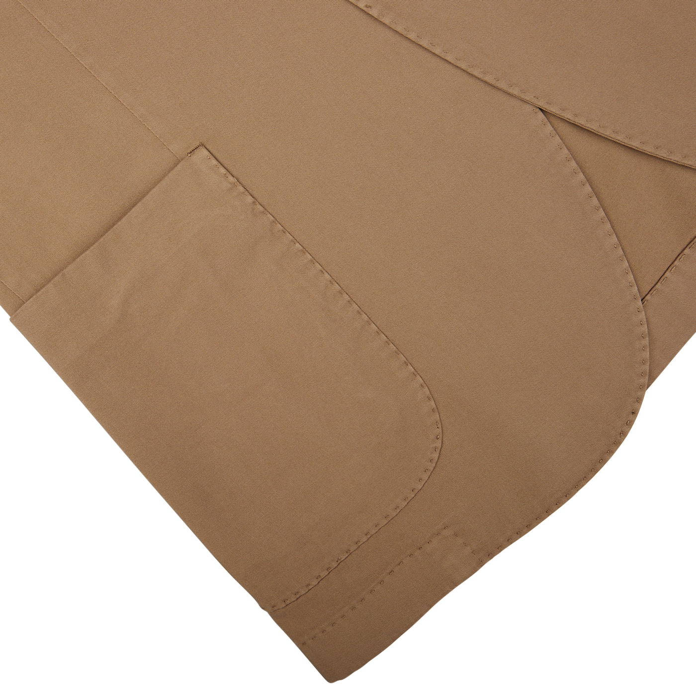 Three overlapping Tobacco Brown Washed Cotton K Jackets with visible stitching on a white background, showcasing unstructured craftsmanship from Boglioli, Italy.