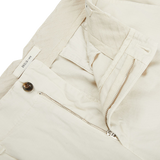 A close up of Briglia's Ecru Beige Cotton Linen BG59 Pleated Chinos.