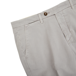 A close-up of Light Grey Cotton Stretch BG62 Casual Chinos crafted by Briglia, an Italian trouser specialist.