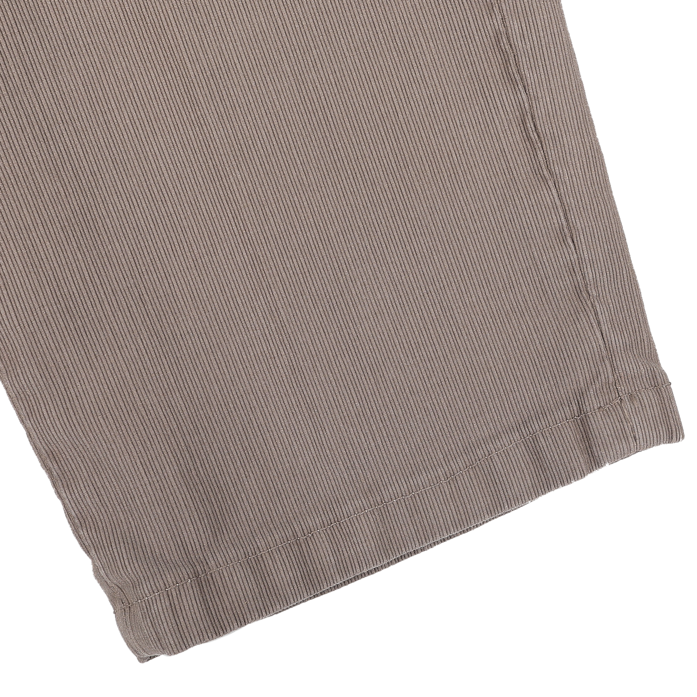 Close-up of Mole Brown Cotton Twill BG21 Pleated Trousers by Briglia, featuring visible vertical ridges and precise stitching at the seam.