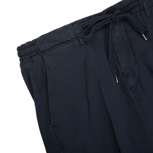 Briglia Navy Blue Cotton Drawstring Malibu Shorts with an adjustable waistband.