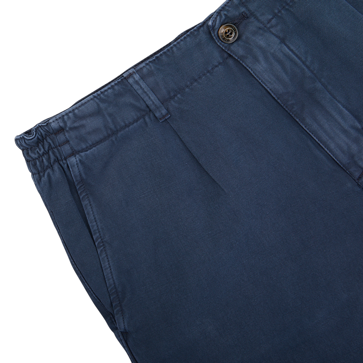 Part of a Briglia navy blue pair of shorts with an adjustable waistband and a button closure.
