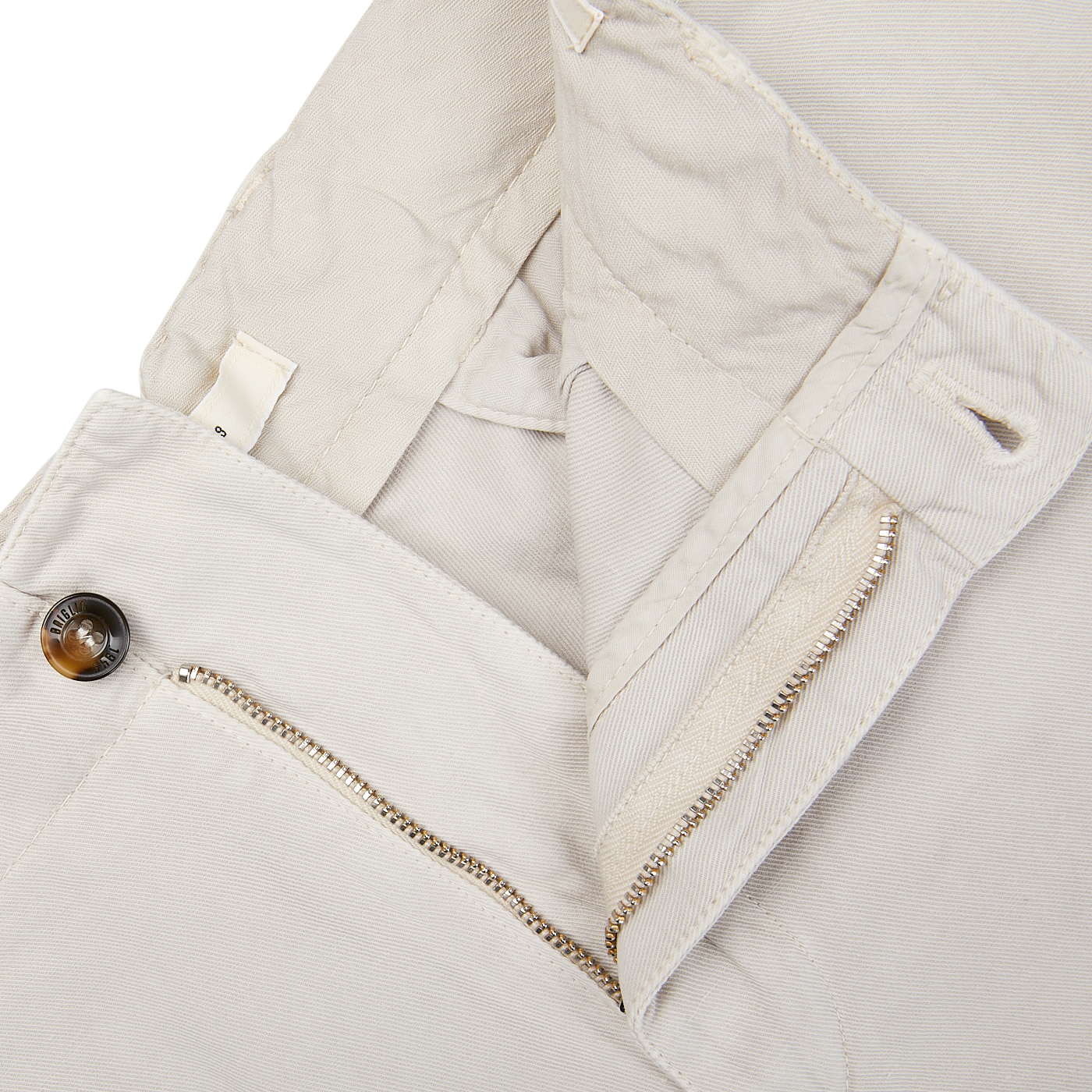 Stone Beige Cotton Linen Pleated Shorts with pocket and zipper detail by Briglia.