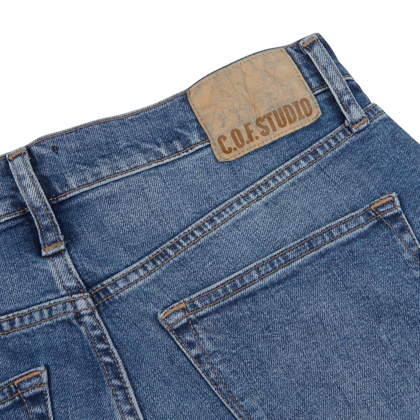 C.O.F Studio Mid Blue Organic Candiani Cotton M7 Jeans Pocket