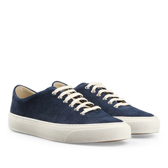 Introducing the CQP Indigo Blue Textured Suede Genoa Sneakers: casual suede sneakers featuring a stylish design with white soles and laces.