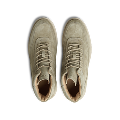 Top view of a pair of CQP Light Beige Suede Leather Sabulo Boots featuring a water-repellant upper and laces.