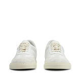 A pair of Seagull White Otium Leather Sneakers on a white background, handmade for comfort and style by CQP.