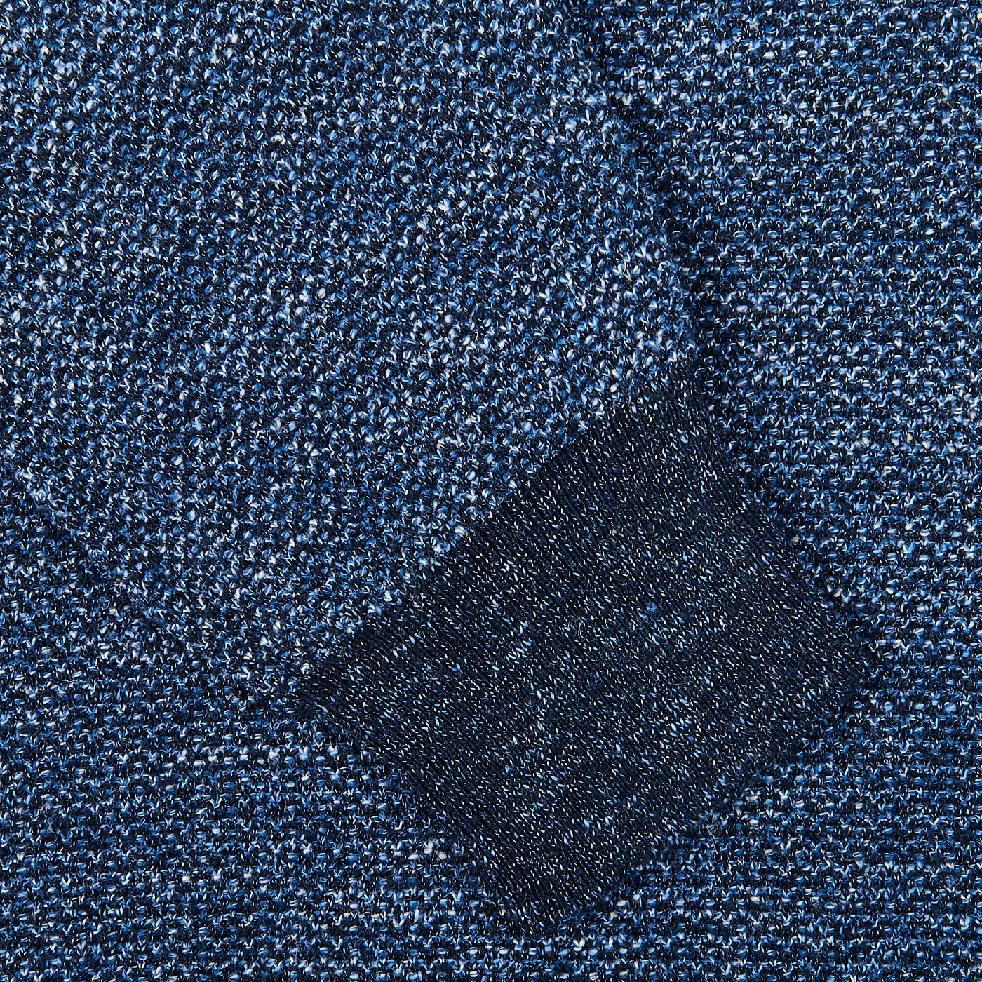 Canali Blue Melange Cotton Linen Crewneck Sweater Cuff