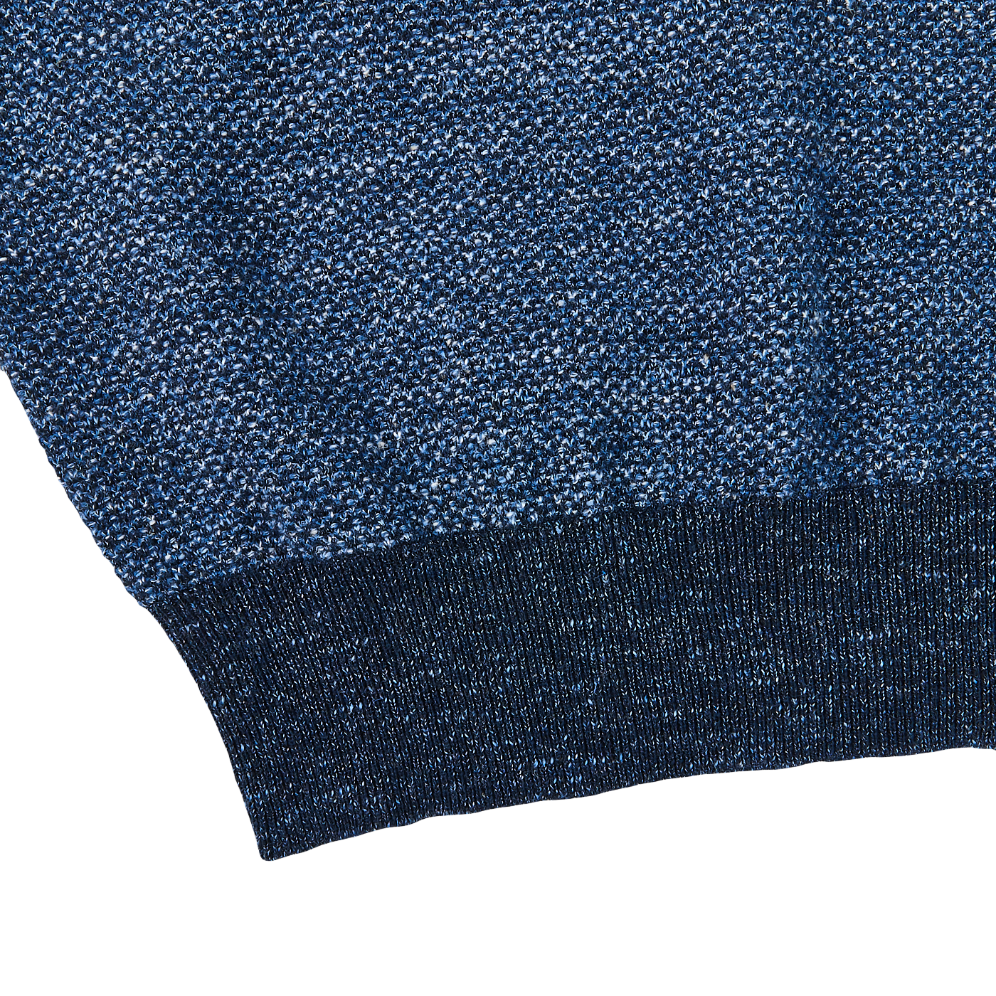 Canali Blue Melange Cotton Linen Crewneck Sweater Edge