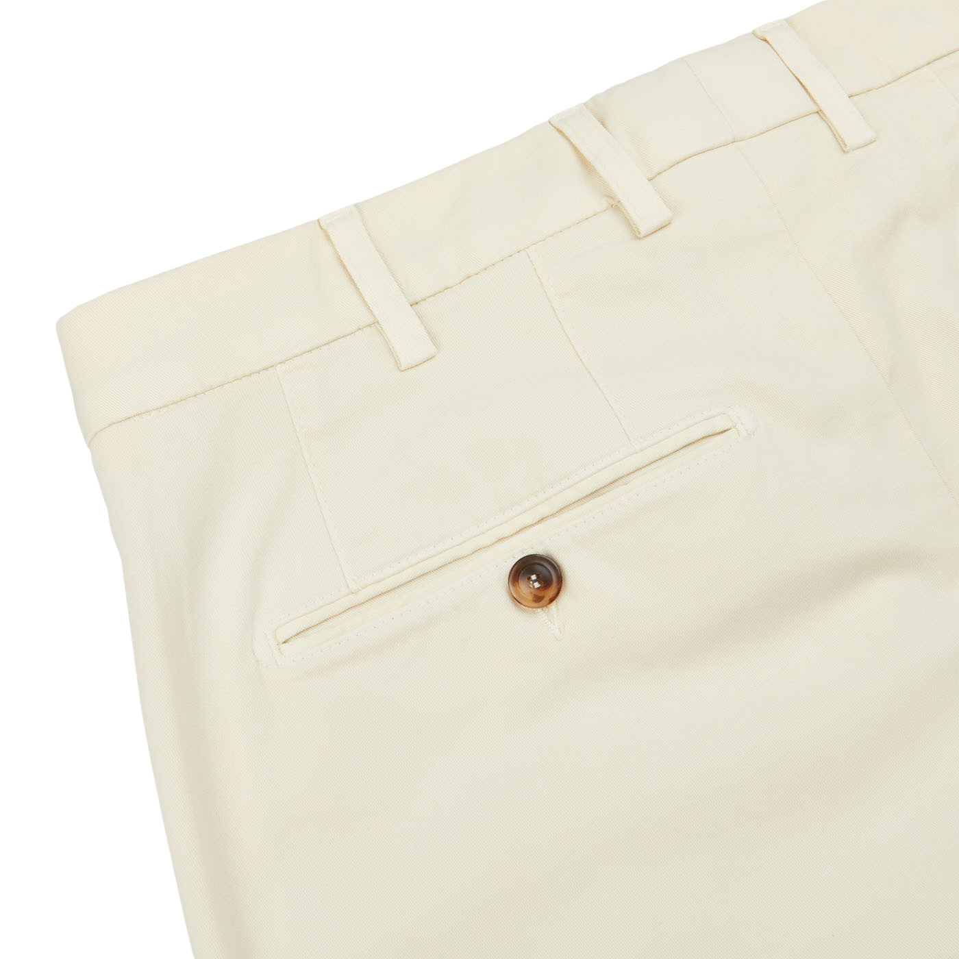 Canali Cream Beige Cotton Stretch Flat Front Chinos Pocket