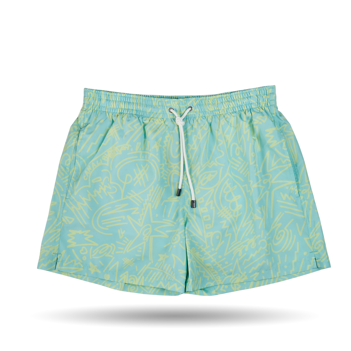 Canali Mint Green Printed Microfiber Swimshorts Front