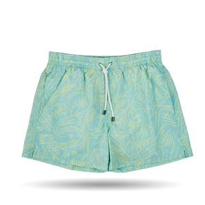 Canali Mint Green Printed Microfiber Swimshorts Front