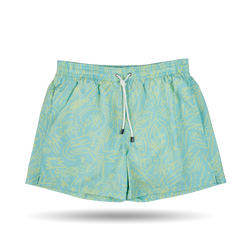 Canali Mint Green Printed Microfiber Swimshorts Front