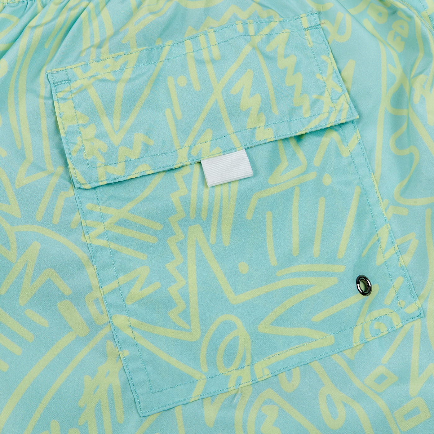 Canali Mint Green Printed Microfiber Swimshorts Pocket