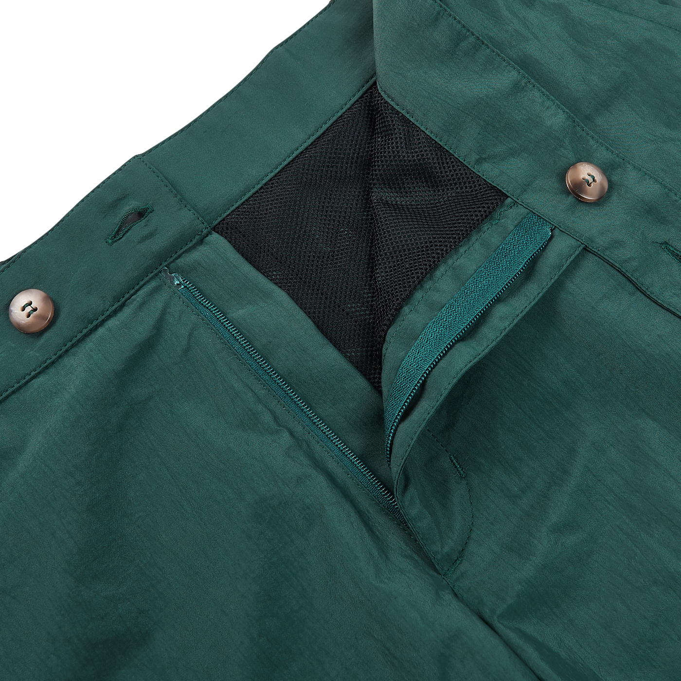 Canali Petrol Green Microfiber Tailored Swimshorts Zipper