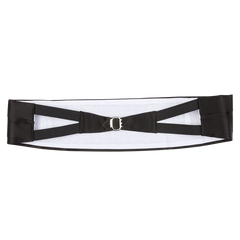 A Canali Black Pure Silk Pleated Cummerbund with a buckle made of pure silk.