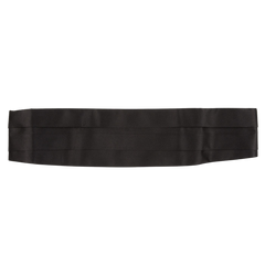 A Canali Black Pure Silk Pleated Cummerbund on a white background.