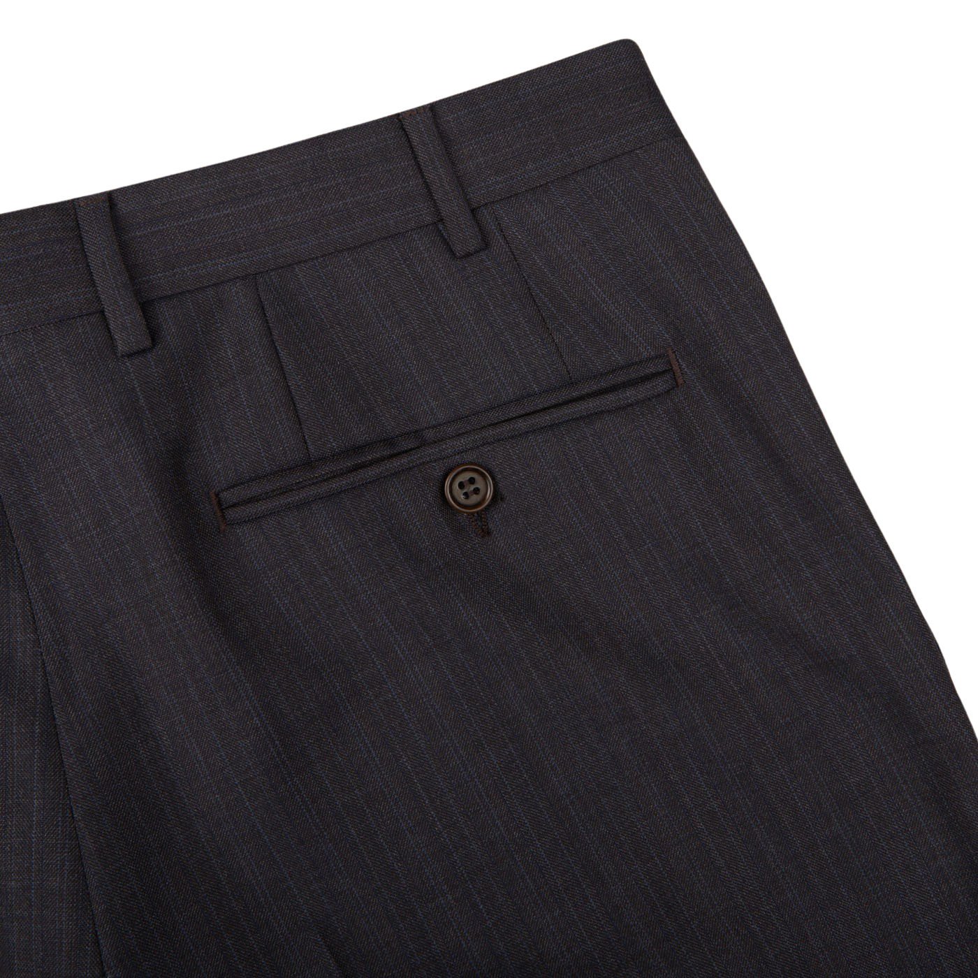 Canali Blue Brown Melange Striped Wool Suit trousers.