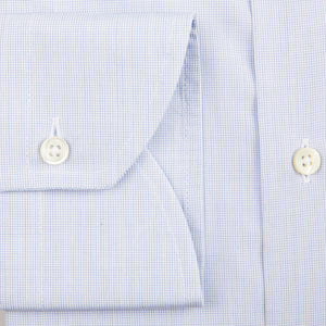 A Canali Blue Mini-Check Cotton Single Cuff Shirt.